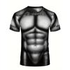 Men's Funny 3D Muscle Print T-Shirt Creative Abs Illusion Graphic Short Sleeve Casual O-Neck Pullover Top Summer Harajuku Tee Male Clothing