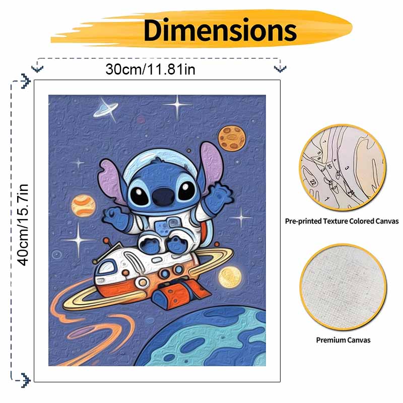 Disney oil painting handmade diy astronaut stitch space planet gifts home decorations