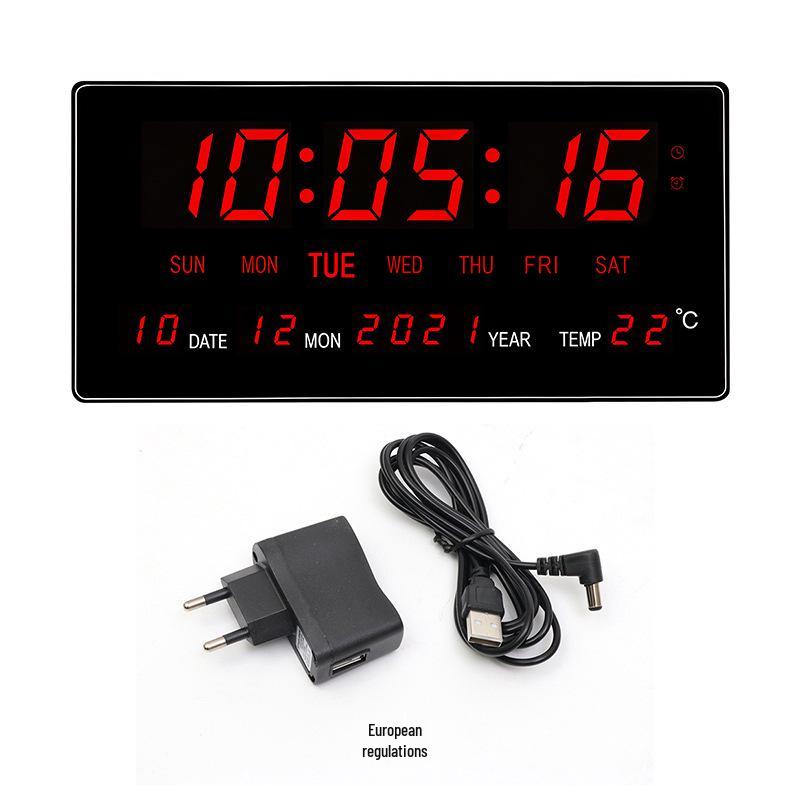 Smart LED Wall Clock with Large Digital Screen, Temperature Display, and Perpetual Calendar