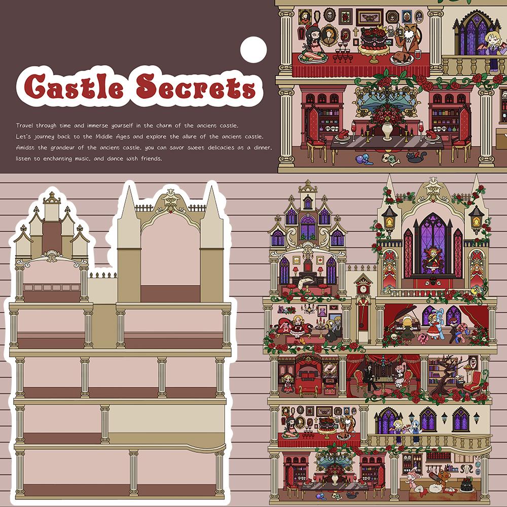 

4 шт. Наклейка для ландшафтного дизайна «Секреты замка ужасов», водонепроницаемая, для ноутбука, багажа, скрапбукинга, гостиной, канцелярских товаров, прозрачная