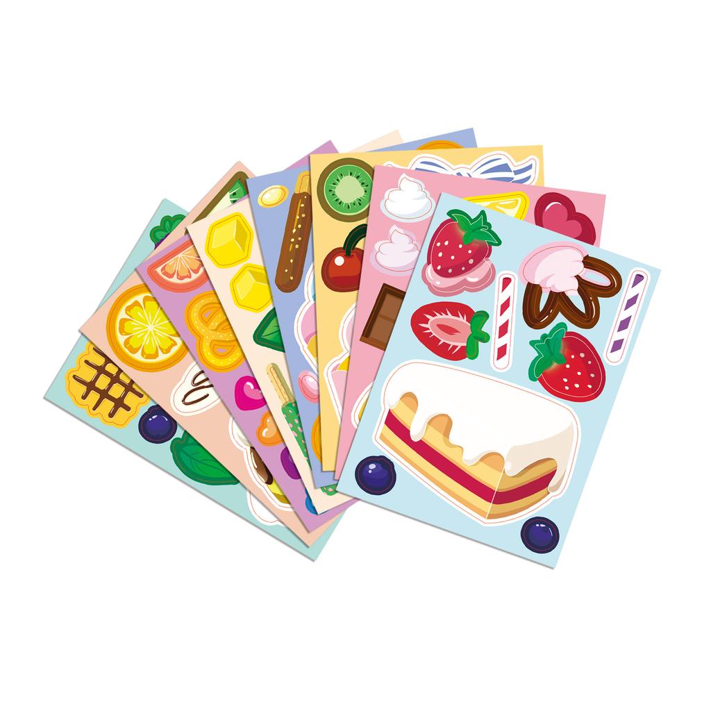 8 Photos/set of Dessert Cake Graffiti Stickers Cartoon Cute Children Reward Puzzle DIY Early Education Puzzle Stickers