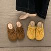 Soft Pleated Women with Bag Head Half Drag 2025 Spring New Retro Fashion One-pedal Lazy Bag Head Slippers Women