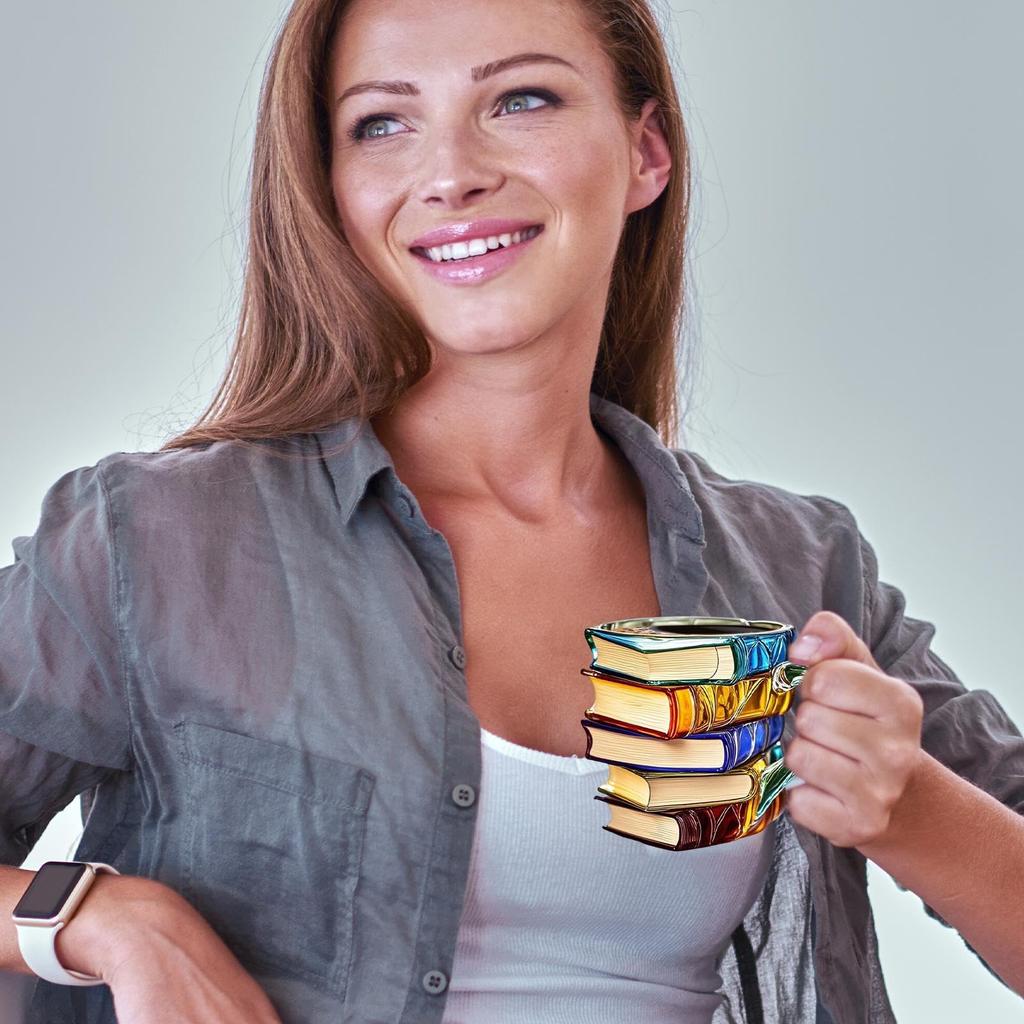 11oz Resin 3d Painted Books Coffee Mug Unique Handmade Drink Cup Creative Book-Shaped Drinkware Colorful Novelty Mugs Gifts