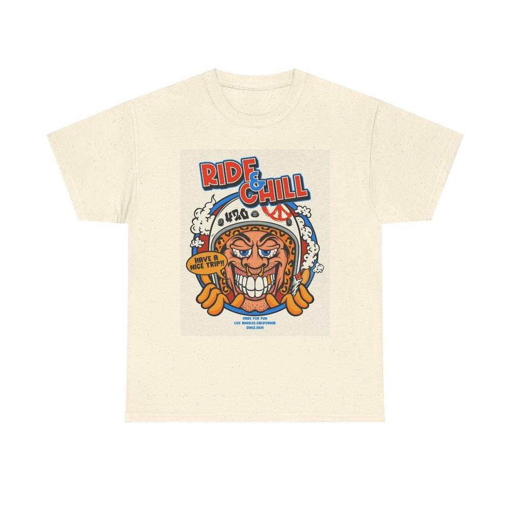 Ride And Chill Graphic T Shirt Vintage Art Motorcycles Unisex Heavy Cotton Tee