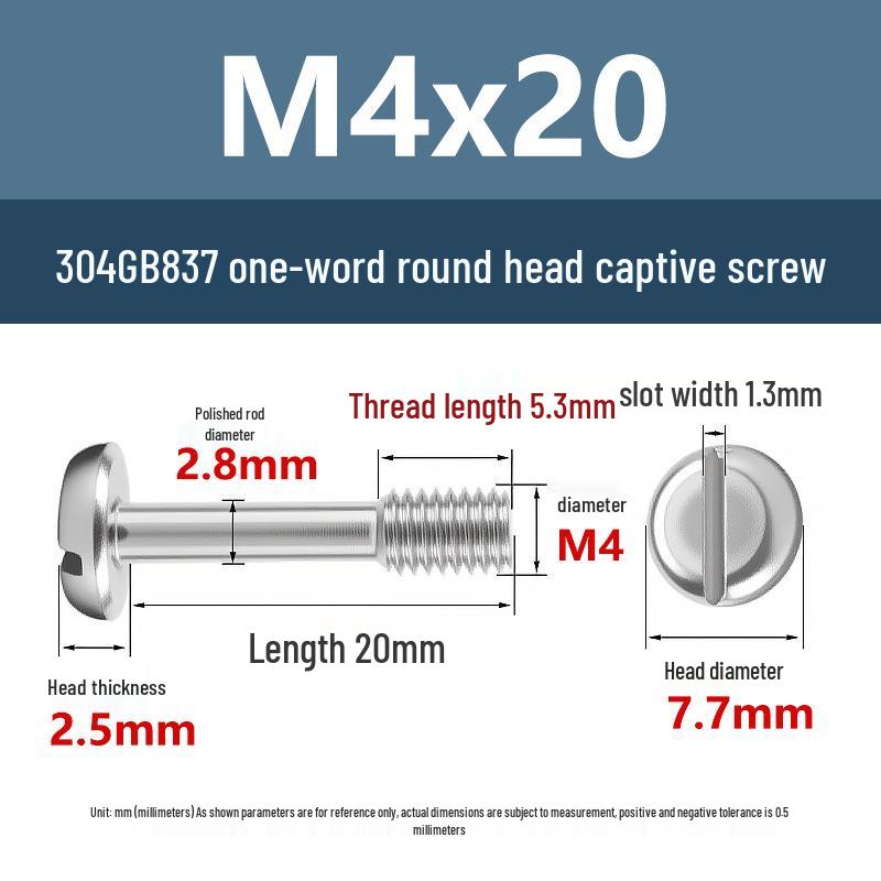 Yigu 304 Stainless Steel Pan Head Captive Screw M3/M4/M5/M6