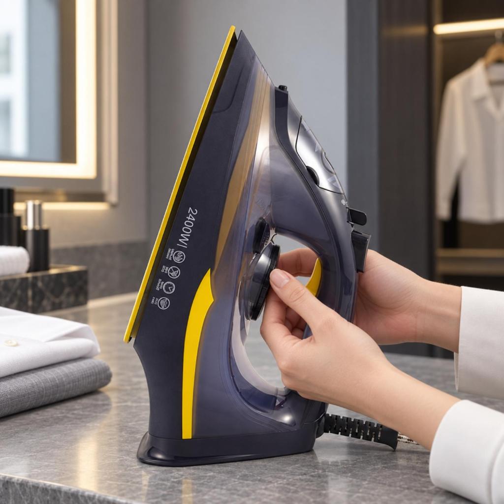 Corded Steam Iron Ergonomic 2400W AntiDrip for Clothing Maintenance, Household Laundry,