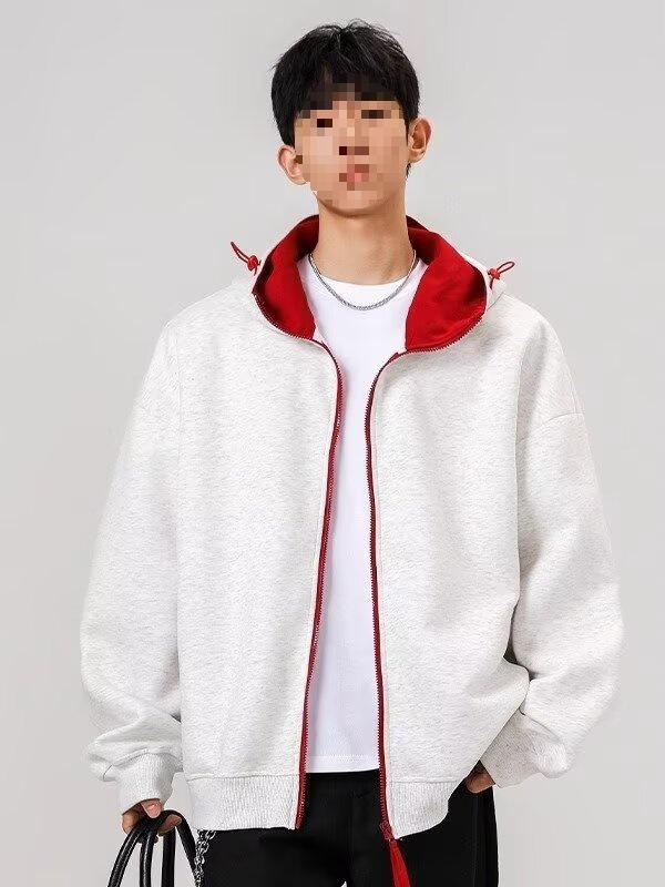 2025 Hong Kong Style Unisex Loose Hoodie Cardigan - Trendy, Handsome, Versatile Gray 3XL