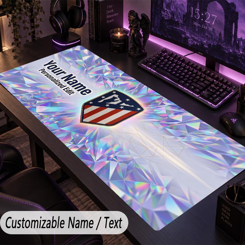 Custom Text Big Mousepad, Extended Desk Pad For Laptop Work GameAtletico Madrid FC