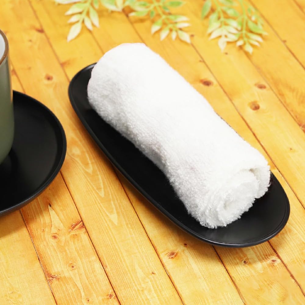 Tanaka Hashiten Chaton Black Hand Towel Holder, 18cm, Stylish and Affordable Plastic Commercial Tray, Lightweight and Simple Design, Perfect for