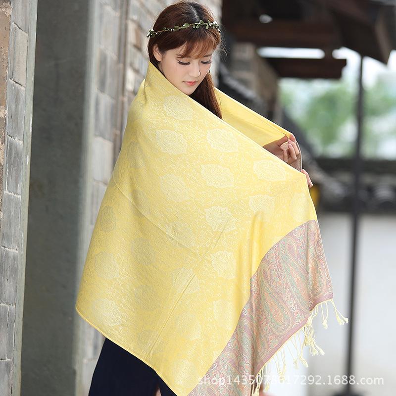 Ethnic Style Cashew Scarf Air Conditioner Large Shawl Scarf Dual-Purpose Jacquard Fringed Spring And Summer Long Cotton Scarf Women