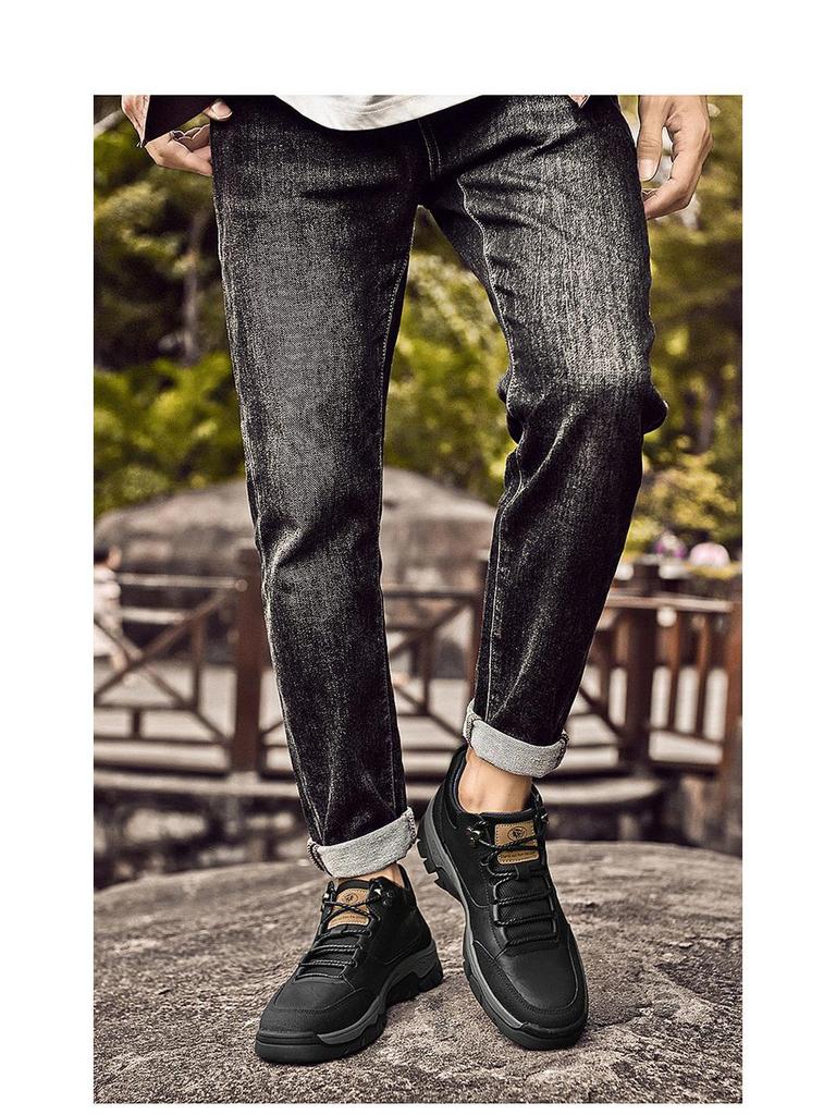 Men's Genuine Leather Large Size Outdoor Work Shoes, Non-Slip Wear-Resistant Thick Sole with Velvet Lining (Sizes 46-50).