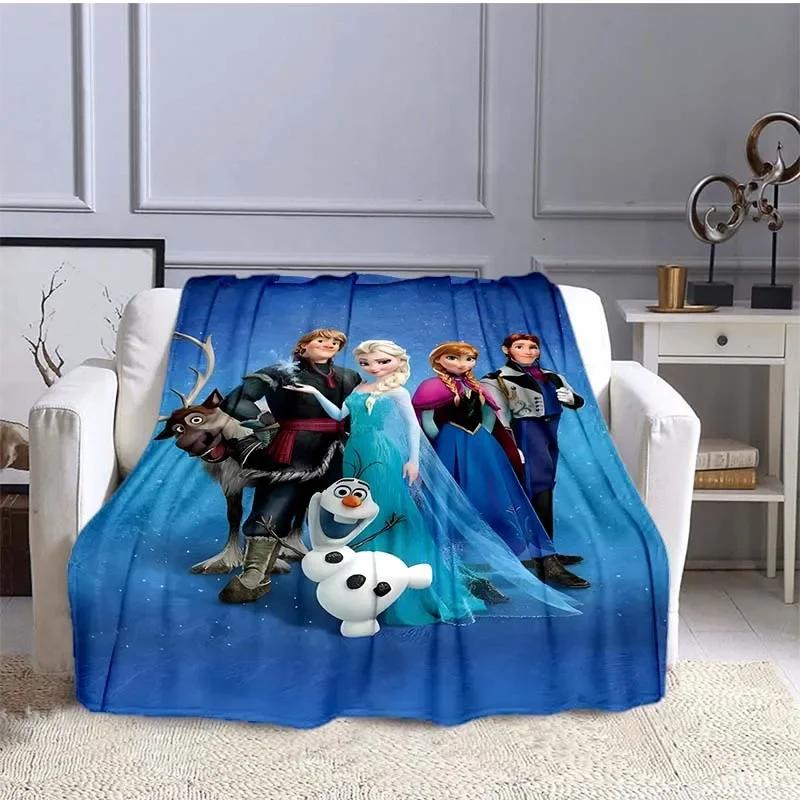 Disney Frozen Elsa Princess Blanket for Sofa King Size Cute Soft Flannel Throw Fluffy Bed Blanket New Born Winter Blanket Gift