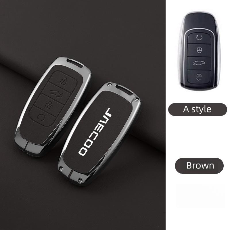 

Zinc Alloy Leather Car Key CaseFor Omoda JAECOO J7 2025 2024 Car Remote Control Key Case Keychain Accessories Garnish Trim Cover
