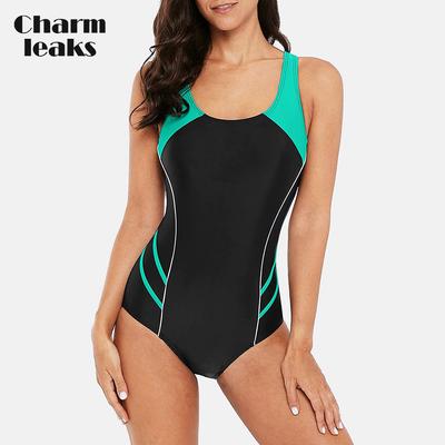 Tek Parça Kadın Spor Mayo Spor Mayo Patchwork Beachwear spor ince Mayo Yastıklı Bikini Monikini