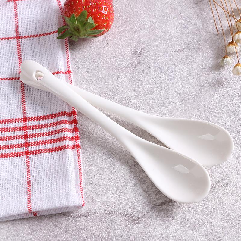 

Bone China Ceramic Long Handle Spoon 13CM Durable Porcelain Soup Spoon Kitchen Utensil Lightweight Design for Everyday Use One Size белый