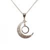 Crescent Cross Necklace & Full Moon Crystal Pendant - Handmade Jewelry