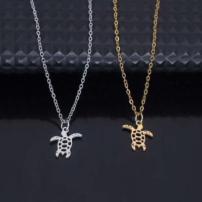 Stainless Steel Turtle Pendant Necklace - Non-Fading Clavicle Chain Accessory