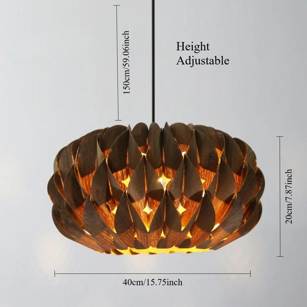 40CM Nordic Modern Style Pendant Light Ball Shade Wooden Pendant Lamp for Dining Living Room Indoor Home Decor E27 LED Lamp