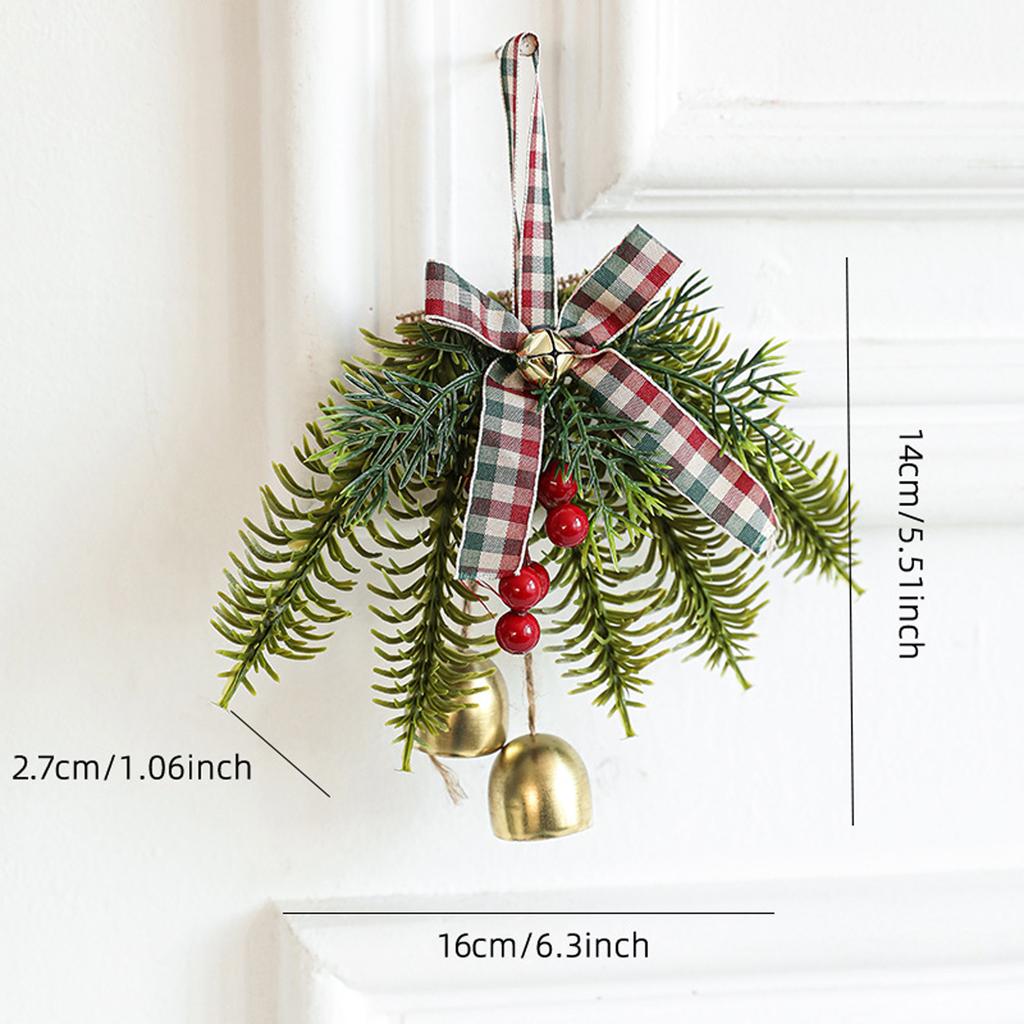 Christmas Bell Leaf Bow Door Hanging Wall Hanging Wind Chime Christmas Tree Pendant Decoration Scene Layout