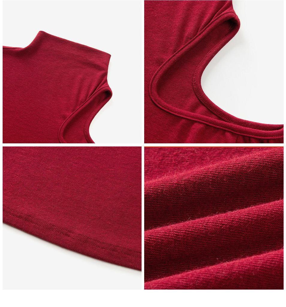 260g Cotton Modal American Spicy Girl High Neck Off-Shoulder Slimming Bodycon Waist-Cinched Chic Casual Top