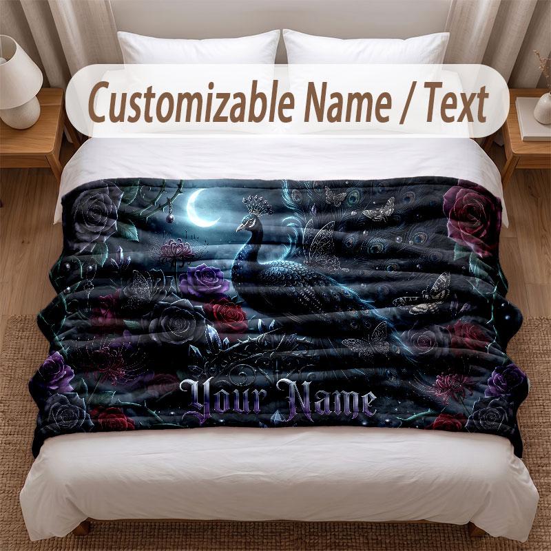 Floral Garden Theme Soft Blanket Personalized Custom Name Text Print Warm Blanket Home Sofa Bedroom Decor