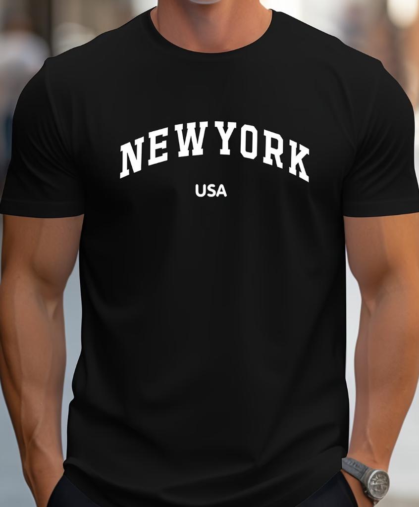 UnisexS Fashion TShirt Casual NEW YORK USA Pattern Print Regular Short Sleeve TShirt Comfortable and Versatile TShirt