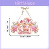 Valentines Day Pink Door Hanging Decor With Flowers Heart Design For Party