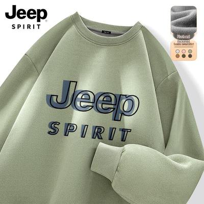 JEEP SPIRIT Men's Fleece Lined Round Neck Sweatshirt