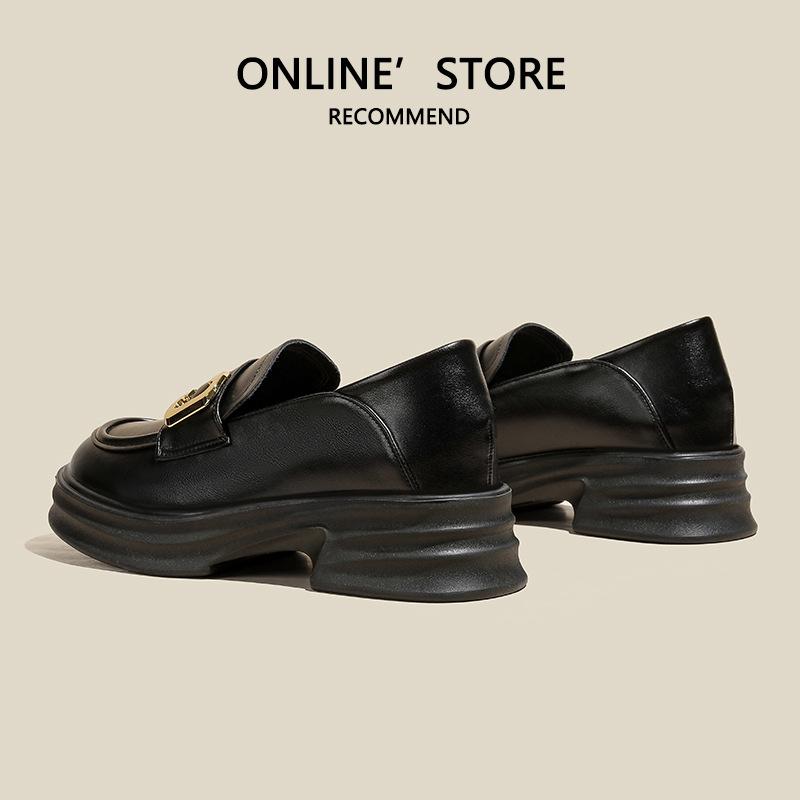 Winter versatile female style student black small leather shoes muffin platform single shoes female