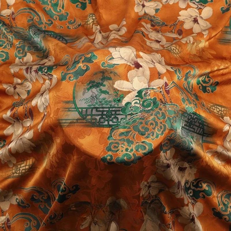 Chinese-style Imitation Silk Cloud Gauze High-end Fabric Soft Cotton Silk Printed Fabric DIY Cheongsam Dress Hanfu Clothing