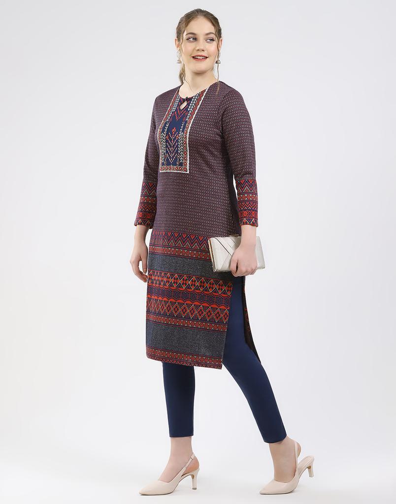 Monte Carlo Women Round Neck Full Sleeve Kurti