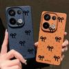 Fashion Bowknot Print TPU Leather Texture Slim Matte Case For Xiaomi 13T Pro Poco X6 Redmi Note 14 13 12 Pro 11 Shockproof Soft Protection Phone Cover