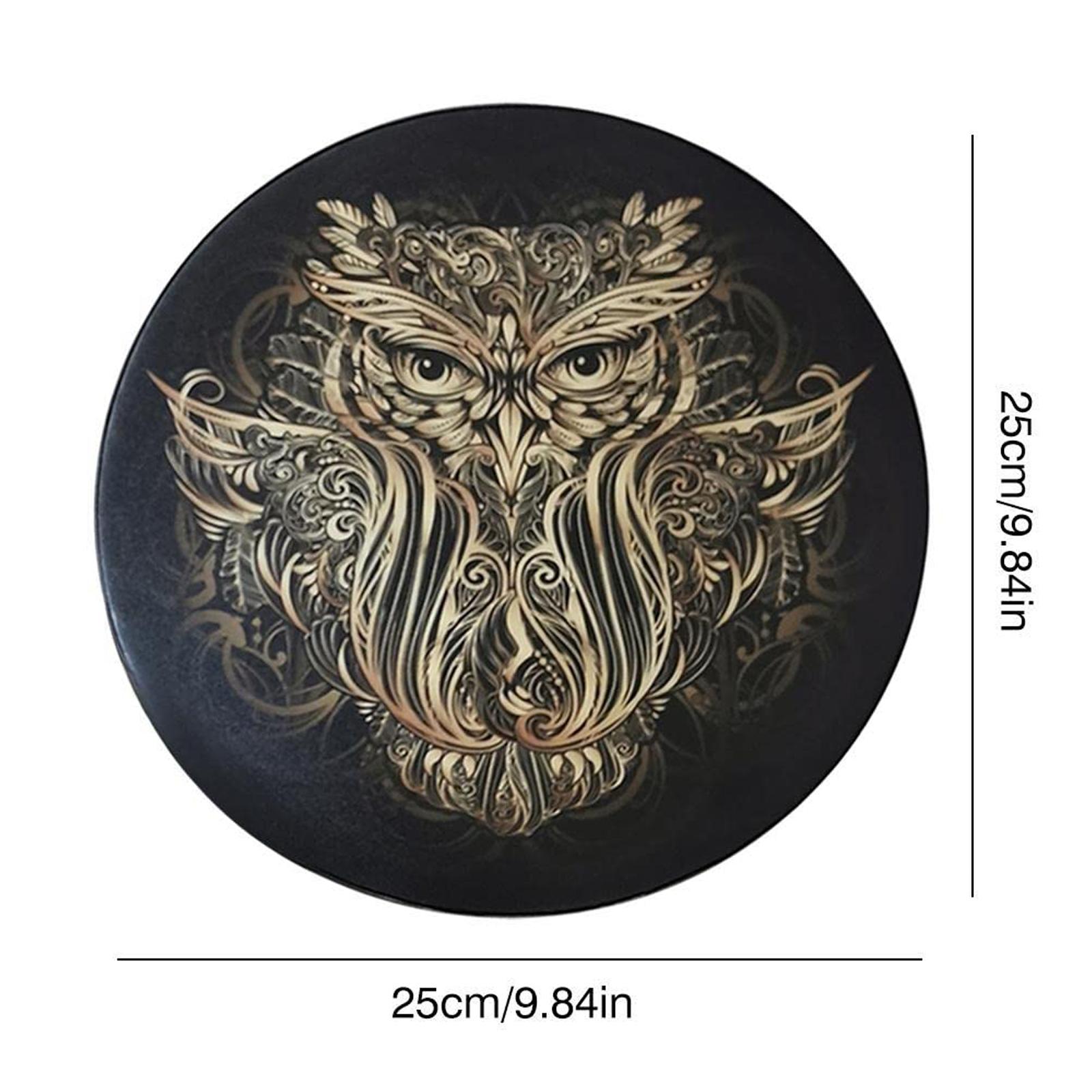 

Shamanic Drum Bird Pattern Polyester Imitation Sheepskin Vintage Round Instrument Drum 25cm
