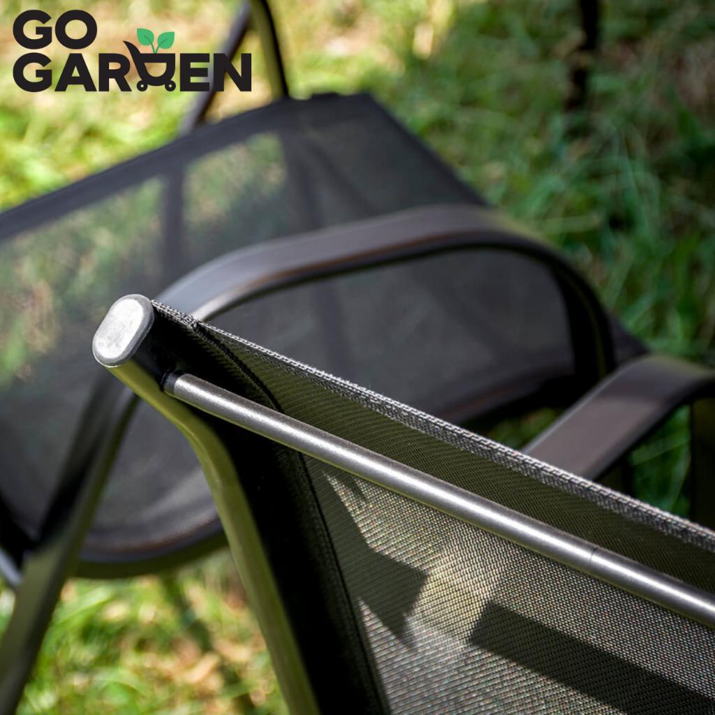 Black metal garden chair, terrace, balcony, armchair, terrace, strong, 4 pcs.