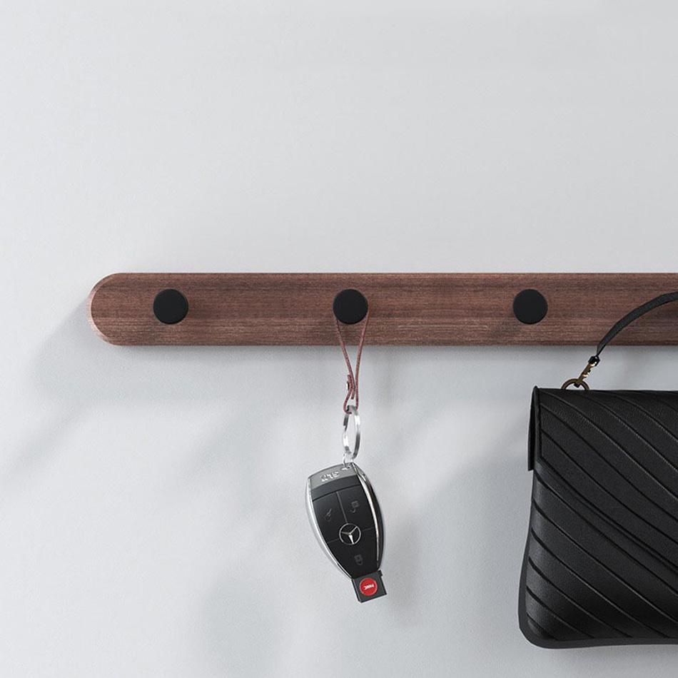 Wood Wall Hook Black 3 4 5 Round Dot Hooks for Lavatory Bathroom Creative Wall Mount Door Key Storage Hanger Coat Towel Holder