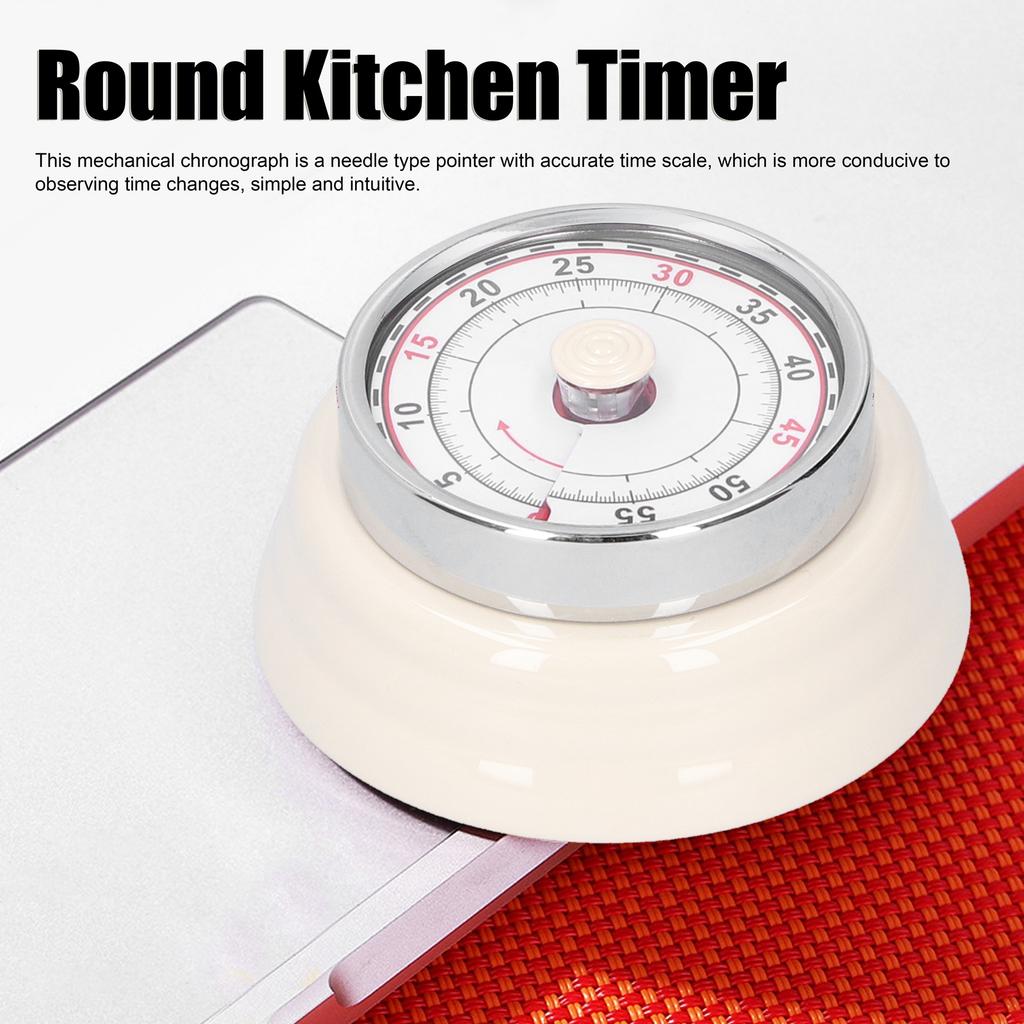 Temporizador de Cozinha Mecânico Relógio de Cozinhar Estudar Redondo Lembrete Estudante Gerenciador de Tempo