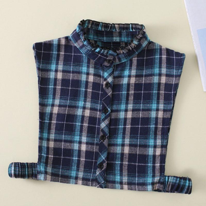 Fashion Plaid Fake Collar Women Detachable collars New Cotton False Collar Shirt Tie Female Removable Dickie Half Shirt Women