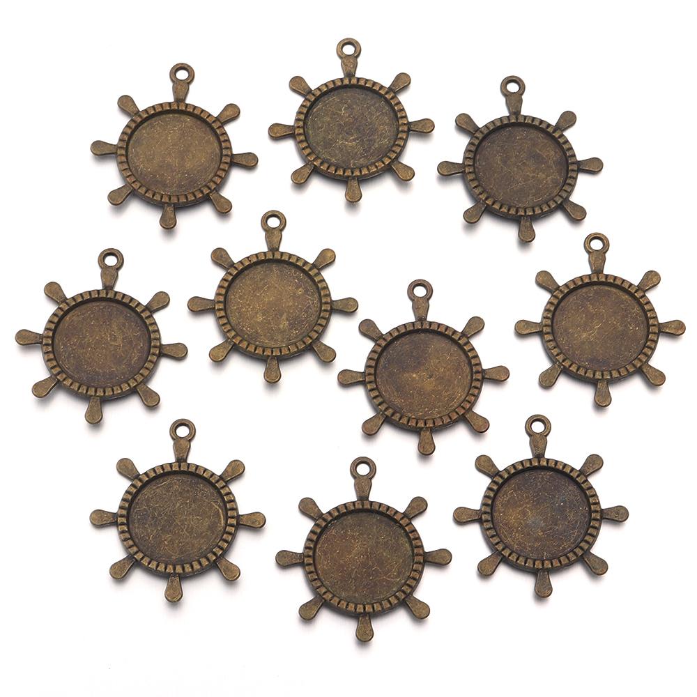 5-10pcs/lot Vintage Necklace Pendant Setting Cabochon Base Tray Bezel Blank For Pendants Cabochons Jewelry Making Accessories