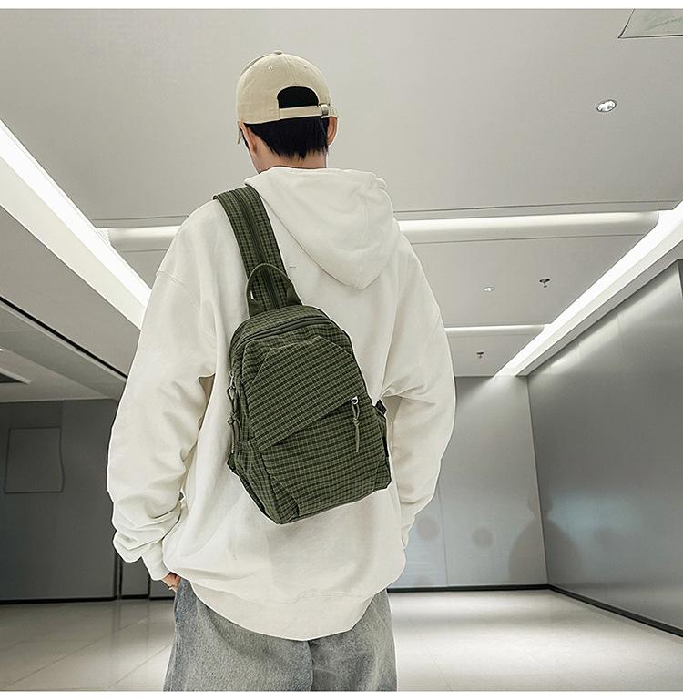 Schoolbag Plaid Sports Cycling Breast Bag Men's Versatile Lightweight Multifunctional Small Backpack Outdoor Shoulder Bag Women's Casual Backpack