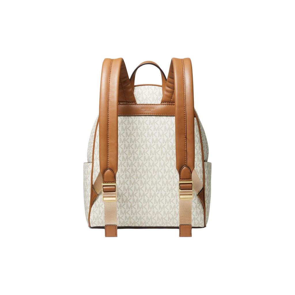 Michael Kors MK Bex Letter Print Reißverschluss Rucksack Damenrucksack Vanille-Weiß Eichel-Braun 30S4G8XB2B-VANILLA/ACRN
