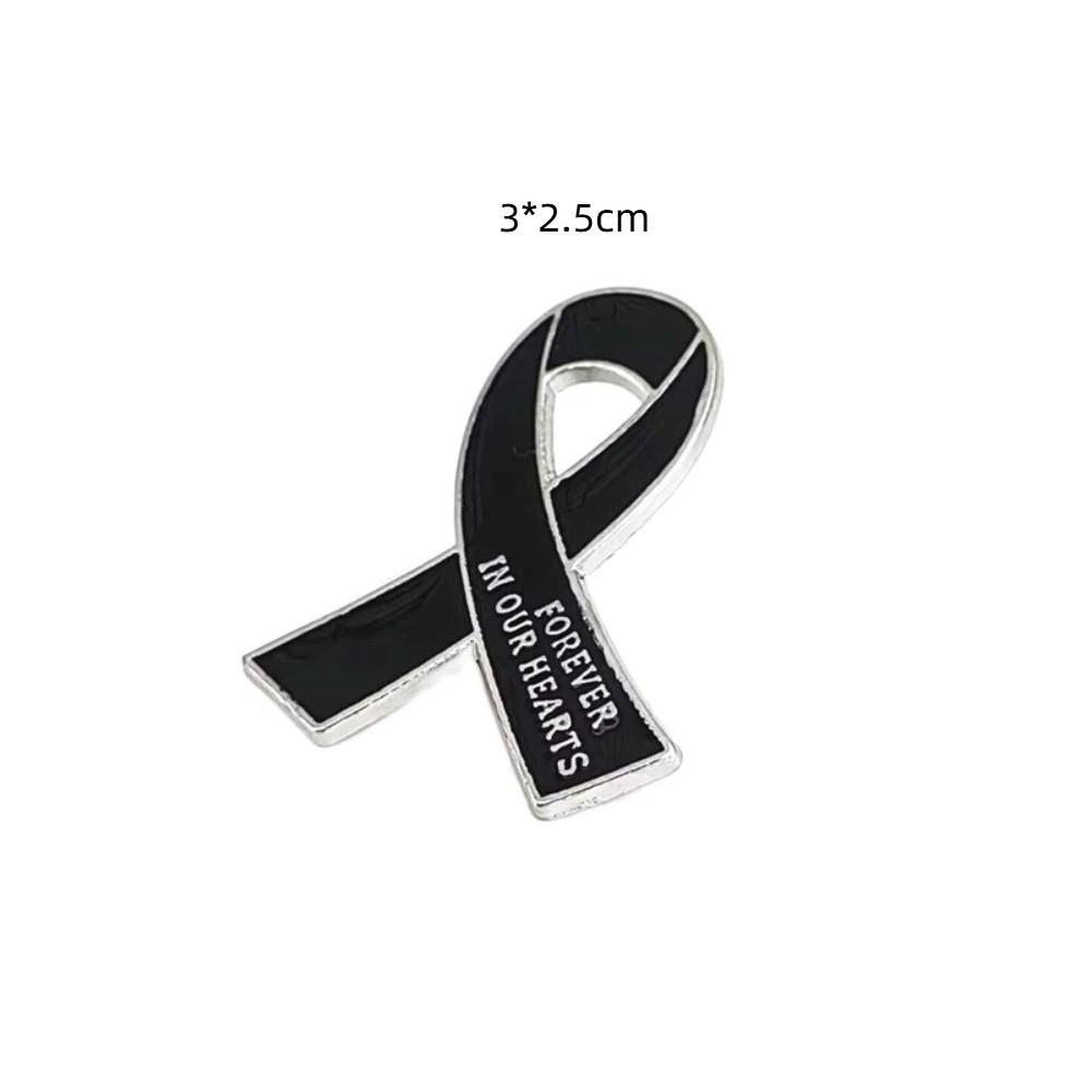 

Skin Cancer Black Ribbon Pin Melanoma Cancer Funerals Memorial Pin Women Men Black Letter