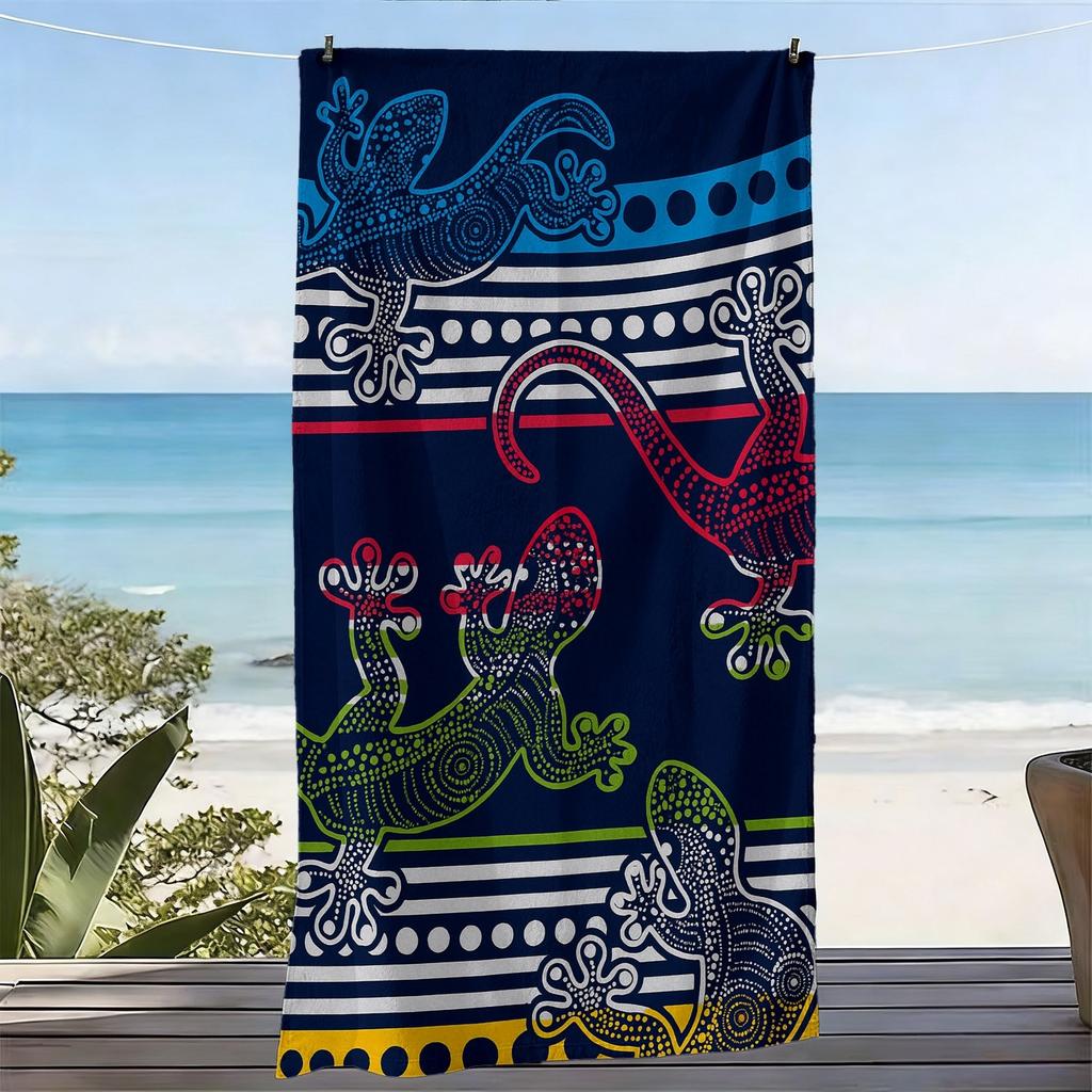 A tema lucertola con stile artistico, l'asciugamano da spiaggia in microfibra di poliestere è altamente assorbente, adatto per nuotare e per le uscite in spiaggia