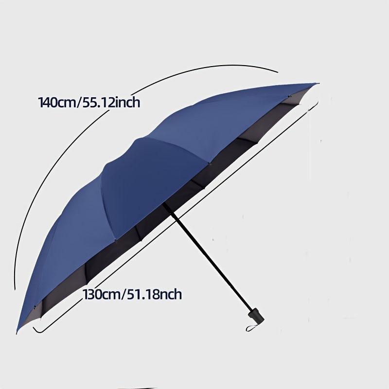 130CM Sun Umbrella Black Coating UPF50+ Manual Open Reverse Design 10 Ribs Large Size