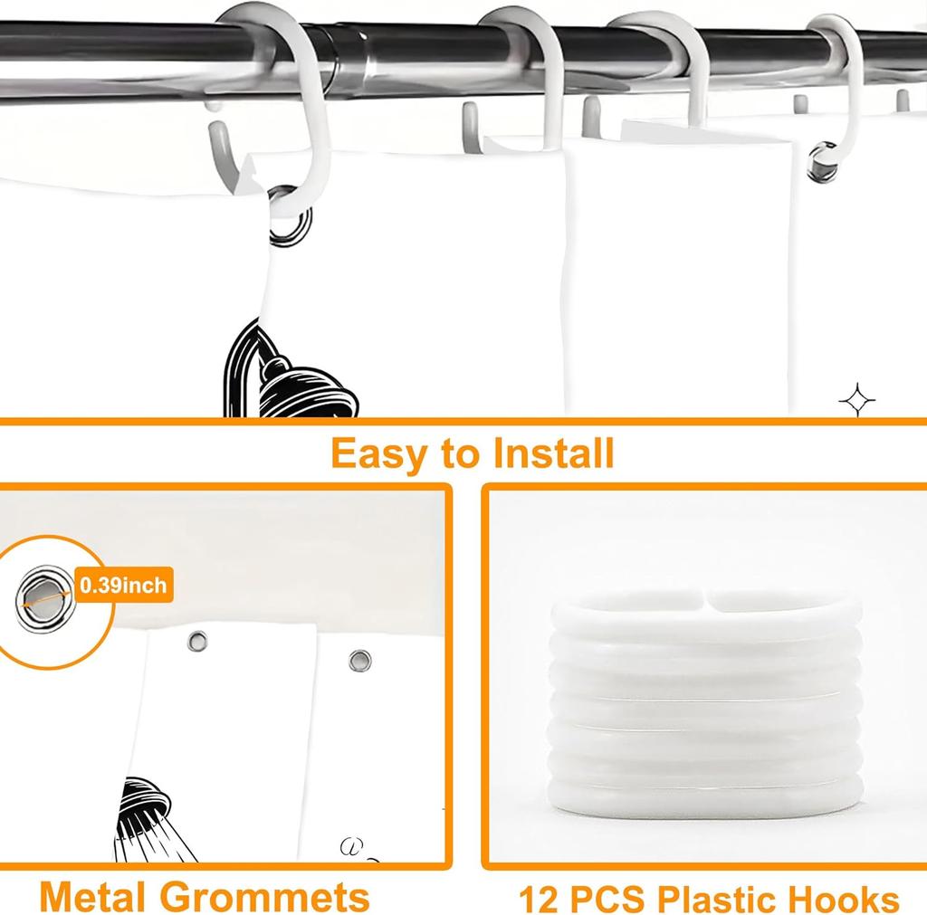 Funny Skeleton Skull Shower Curtain,Bathroom Shower Curtains Bathtub Home Decor Waterproof Fabric Machine Washable With 12 Hooks