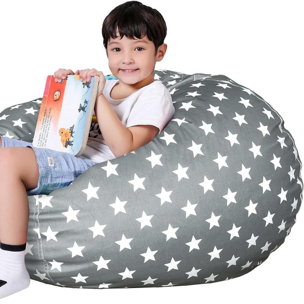 Großer Plüsch-Sitzsackbezug für Kinder & Spielzeug-Aufbewahrungstasche - Superweicher kurzer Plüsch