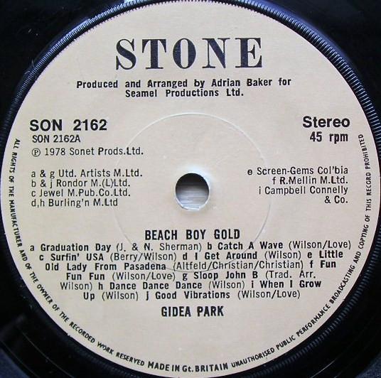 

7inch Record GIDEA PARK - Beach Boy Gold SON2162 Stone 1978 US Soul/Funk Used