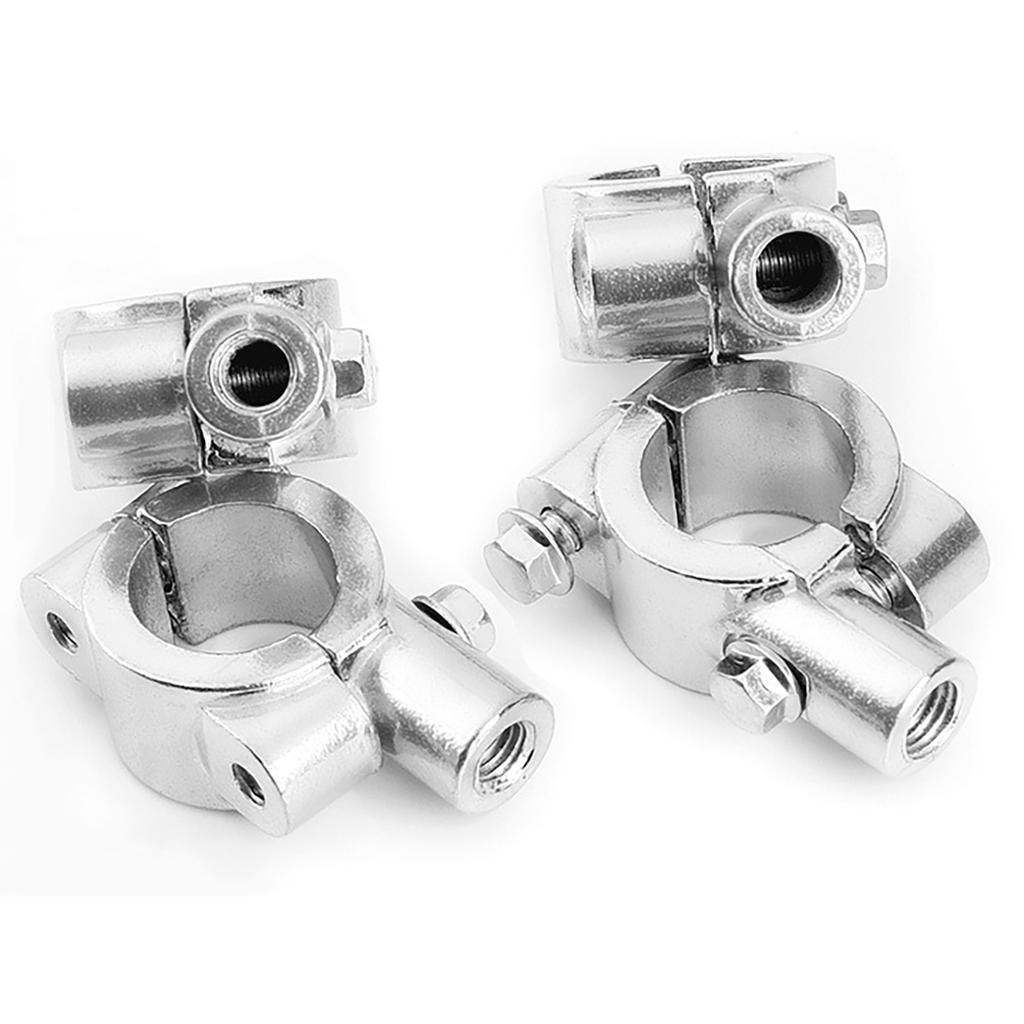 2Pcs 7/8" Handlebar Rearview Mount Holder Adapter 8mm/10mm Thread Motorcycle Handlebar Mount Holder Clamp