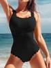2026 European-American Wave Edge Slimming One-Piece Swimsuit for Women