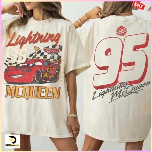 Retro Two Sided Lightning Mcqueen Shirt Cars Family Vacation 2026 S
