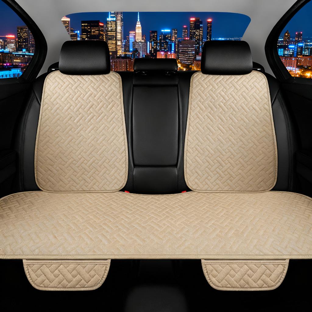 New Linen Woven Pattern All Season Universal Seat Cushion, Comfortable And Wear-Resistant Single Seat, Semi Enclosed Car Accesso